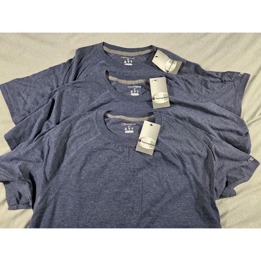 NWT Lot Of 3 Champion Heather Blue Short Sleeve T-Shirt Mens Medium NEW